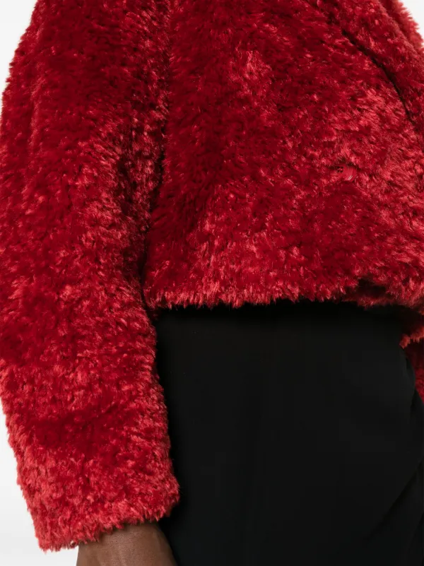 Zara red faux fur 2025 jacket