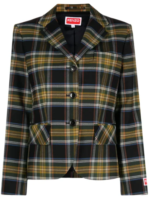 Kenzo tartan-check single-breasted blazer