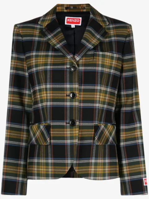 Kenzo blazer con botones y estampado de cuadros tartán