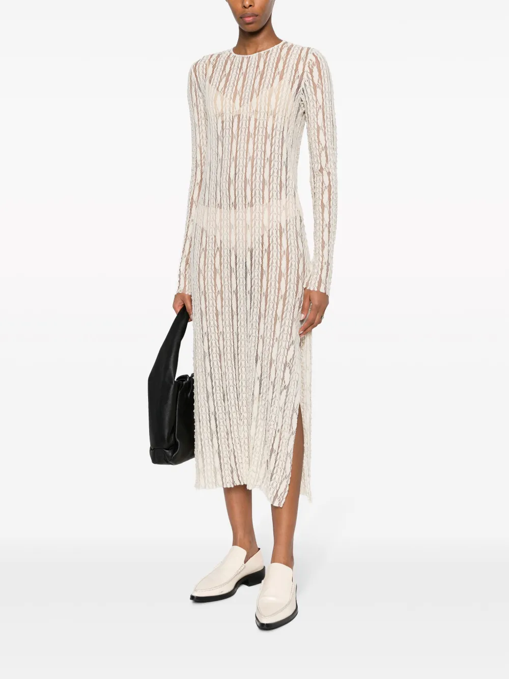 Uma Wang semi-sheer lace midi dress - Beige