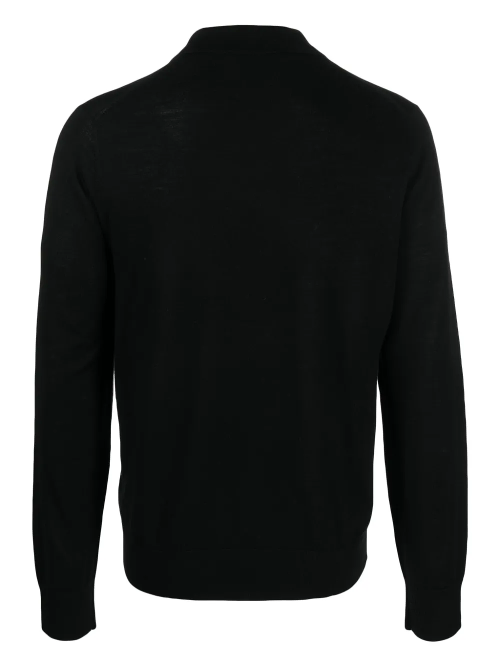 Vince long-sleeved fine-knit polo shirt - Zwart