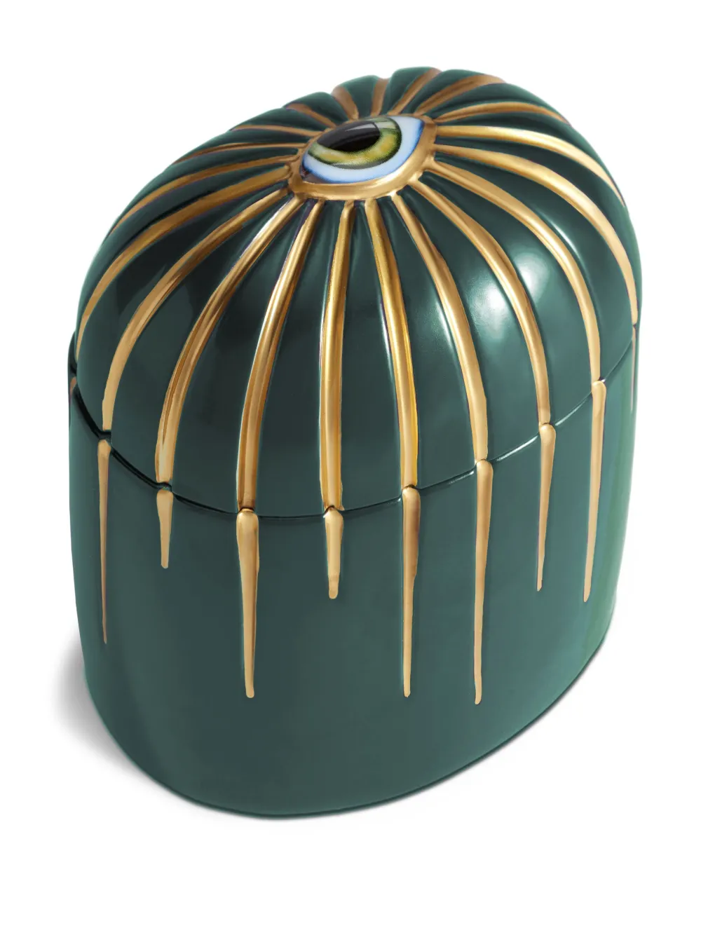 L'objet Lobjet Lito Bold Eye 24k-gold Porcelain Scented Candle In Green