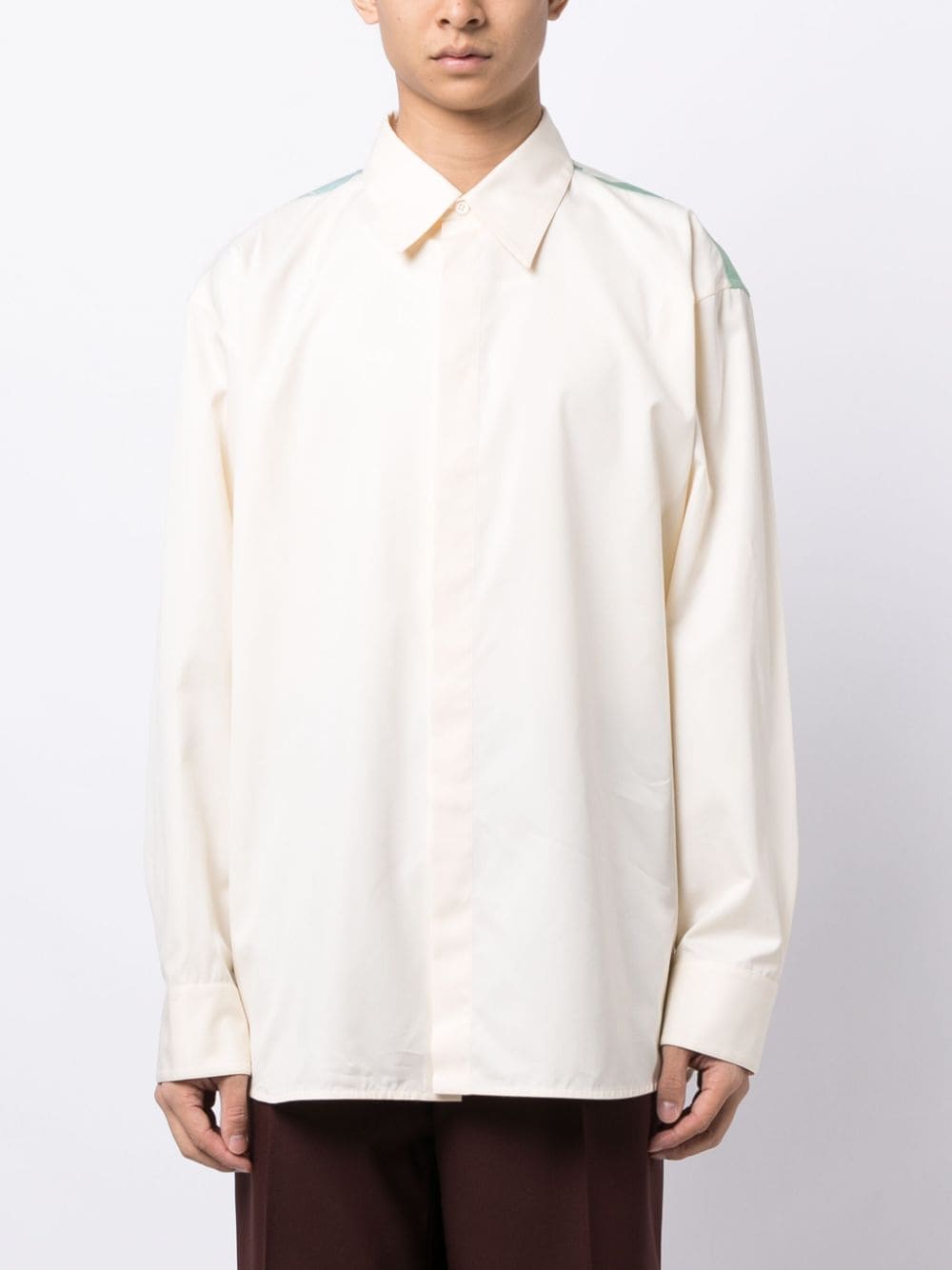 Shop Jil Sander Painterly-print Long-sleeve Shirt In Neutrals