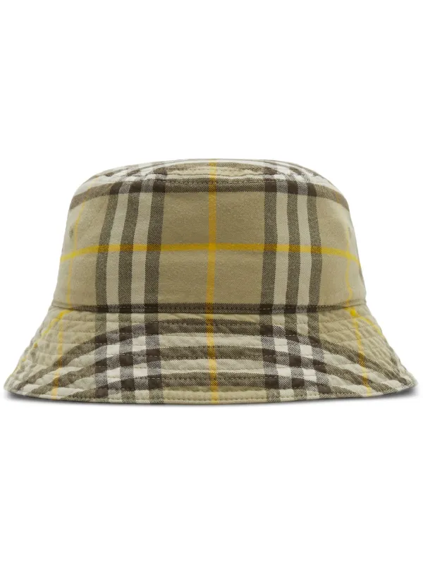 Vintage check cotton store bucket hat