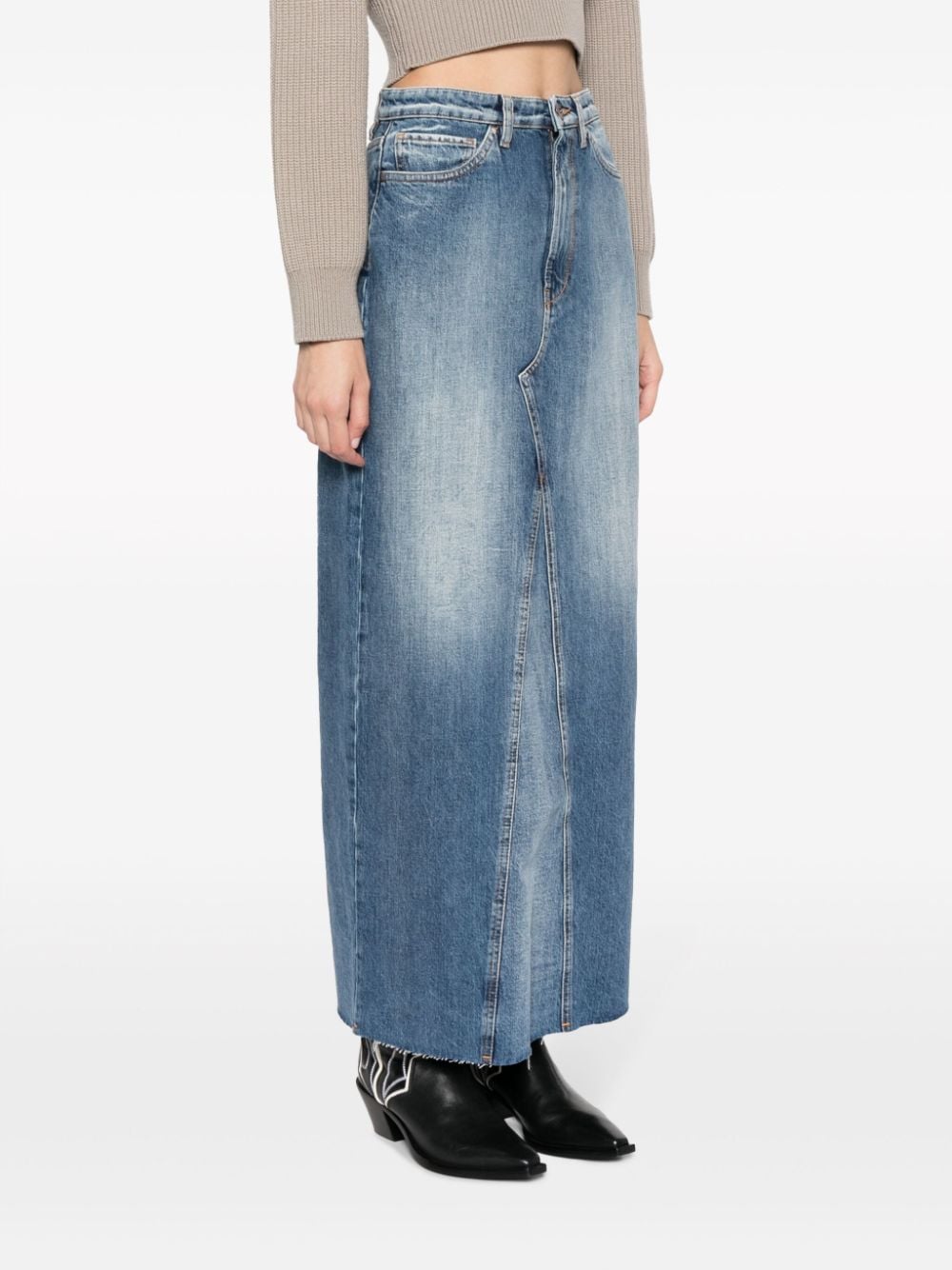 Shop 3x1 Raw-cut Denim Maxi Skirt In Blue