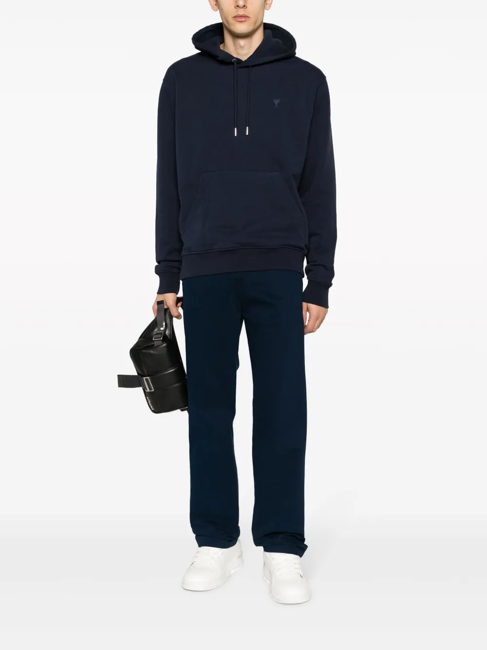 AMI Paris Ami de Coeur organic-cotton hoodie - Blauw