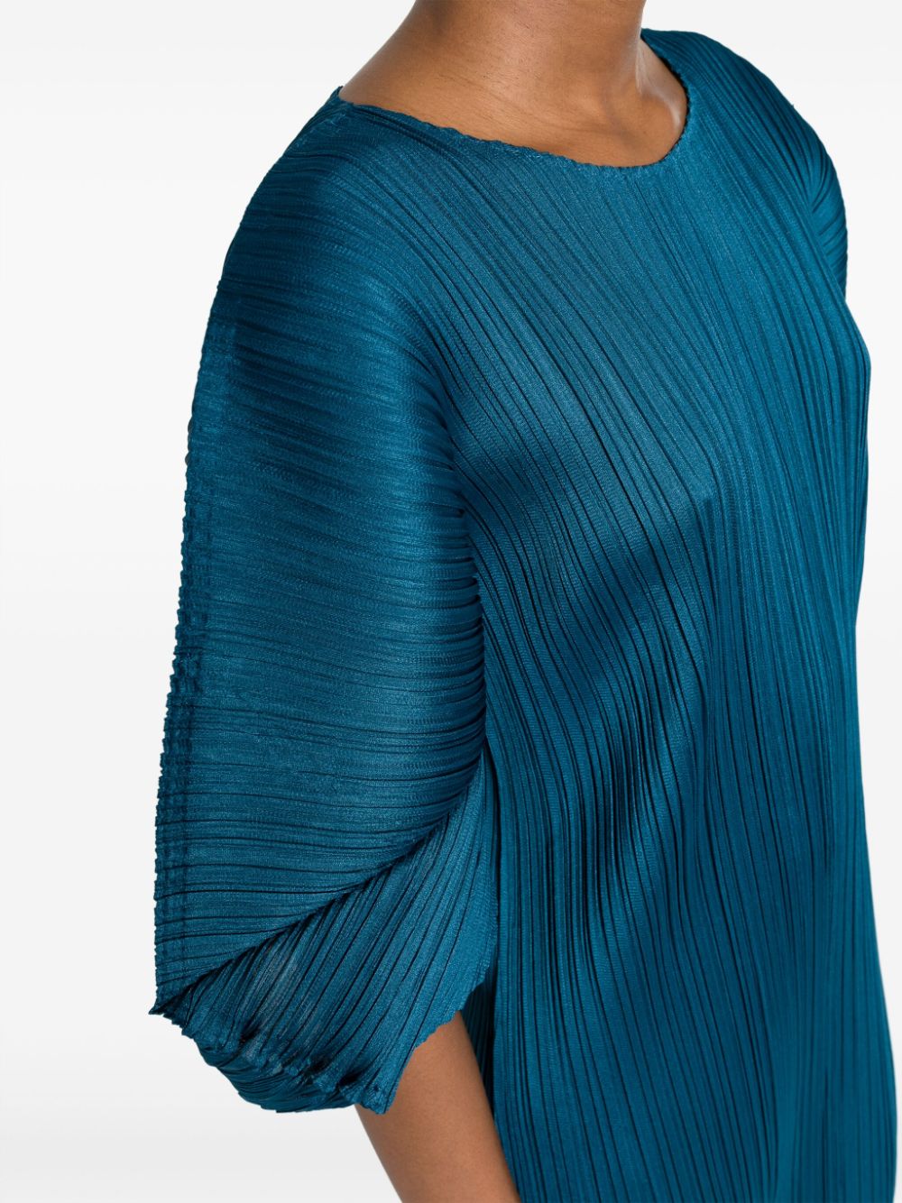 Shop Issey Miyake August Pleated Midi Dress In Blue