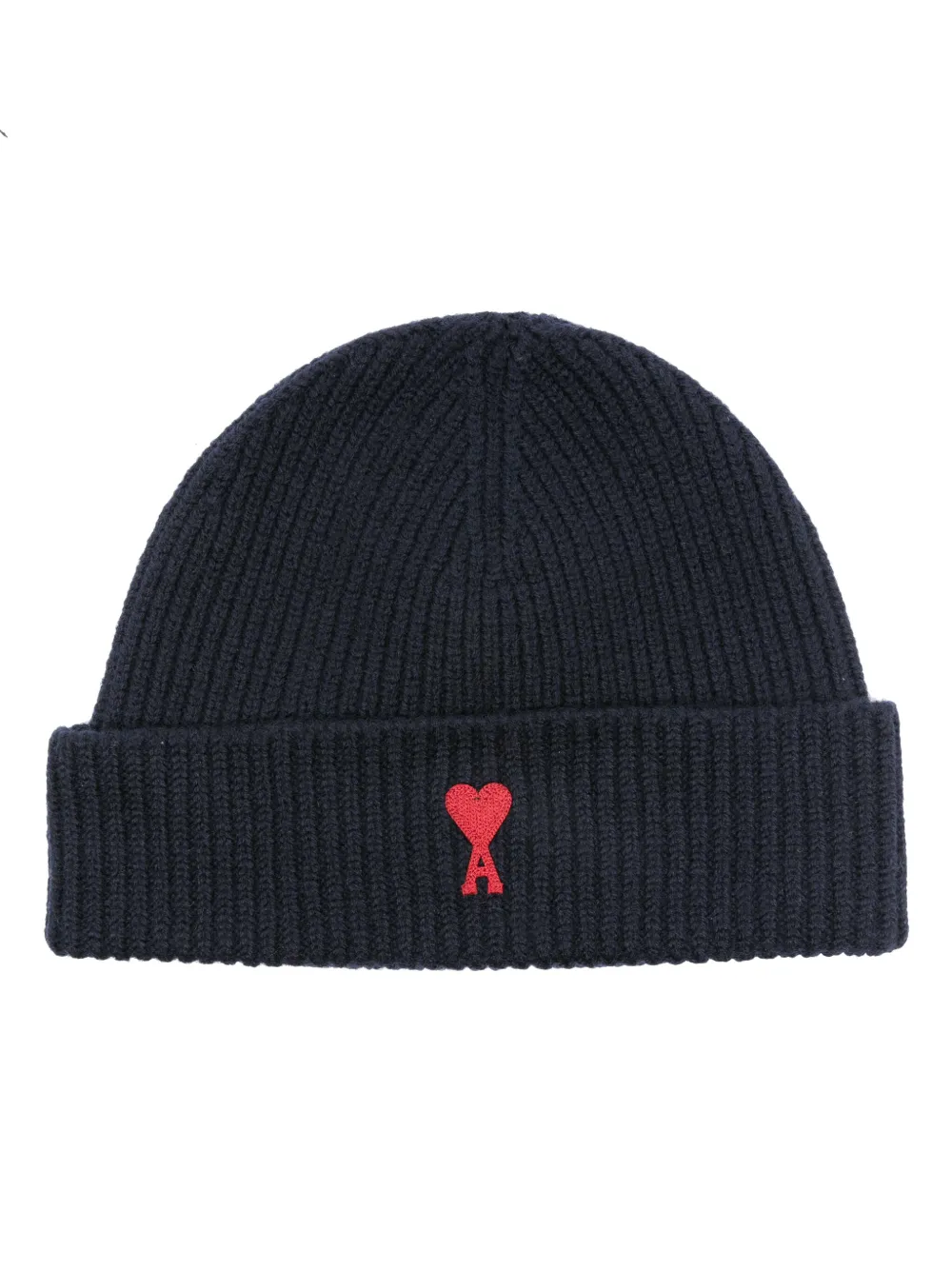 Ami Alexandre Mattiussi Black Beanie With Turn-up Brim And Adc Embroidery On The Front In Wool Man In Blue