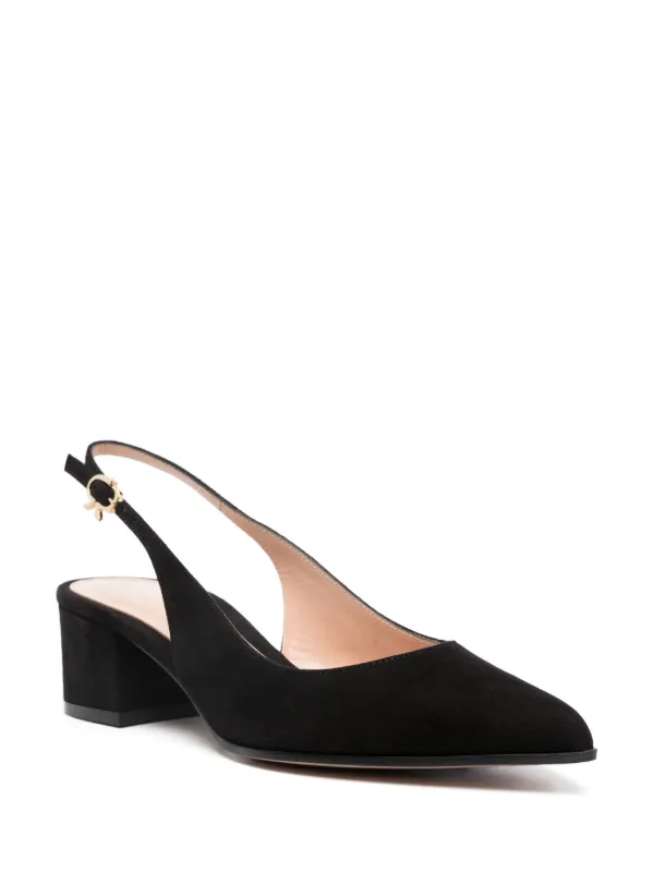 【送料&関税込】Gianvito Rossi Ribbon Pumps With Back Strap Gianvito Rossi Ribbon 50mm Suede Slingback Pumps | Black