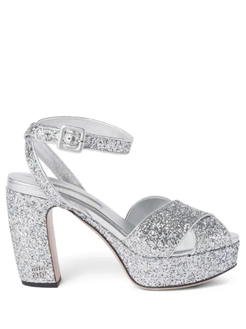 Miu Miu glitter-detailed block-heel sandals