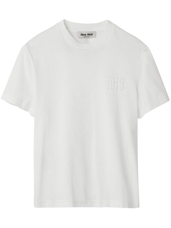 Miu Miu logo-appliqué Cotton T-shirt - Farfetch