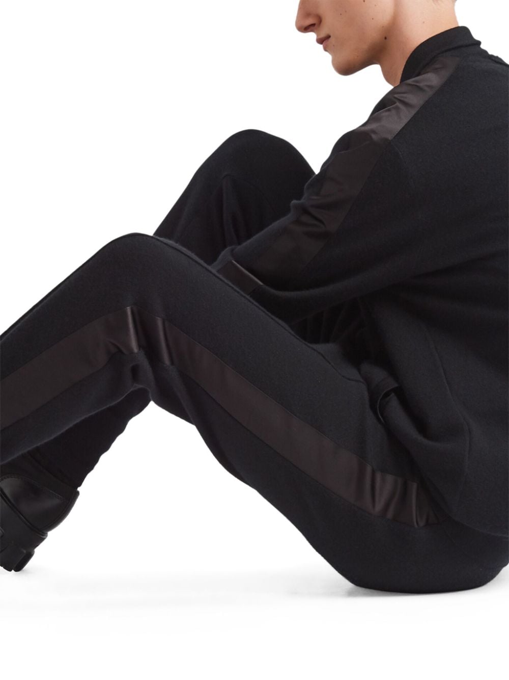 Shop Prada Cashmere Track Pants In Black