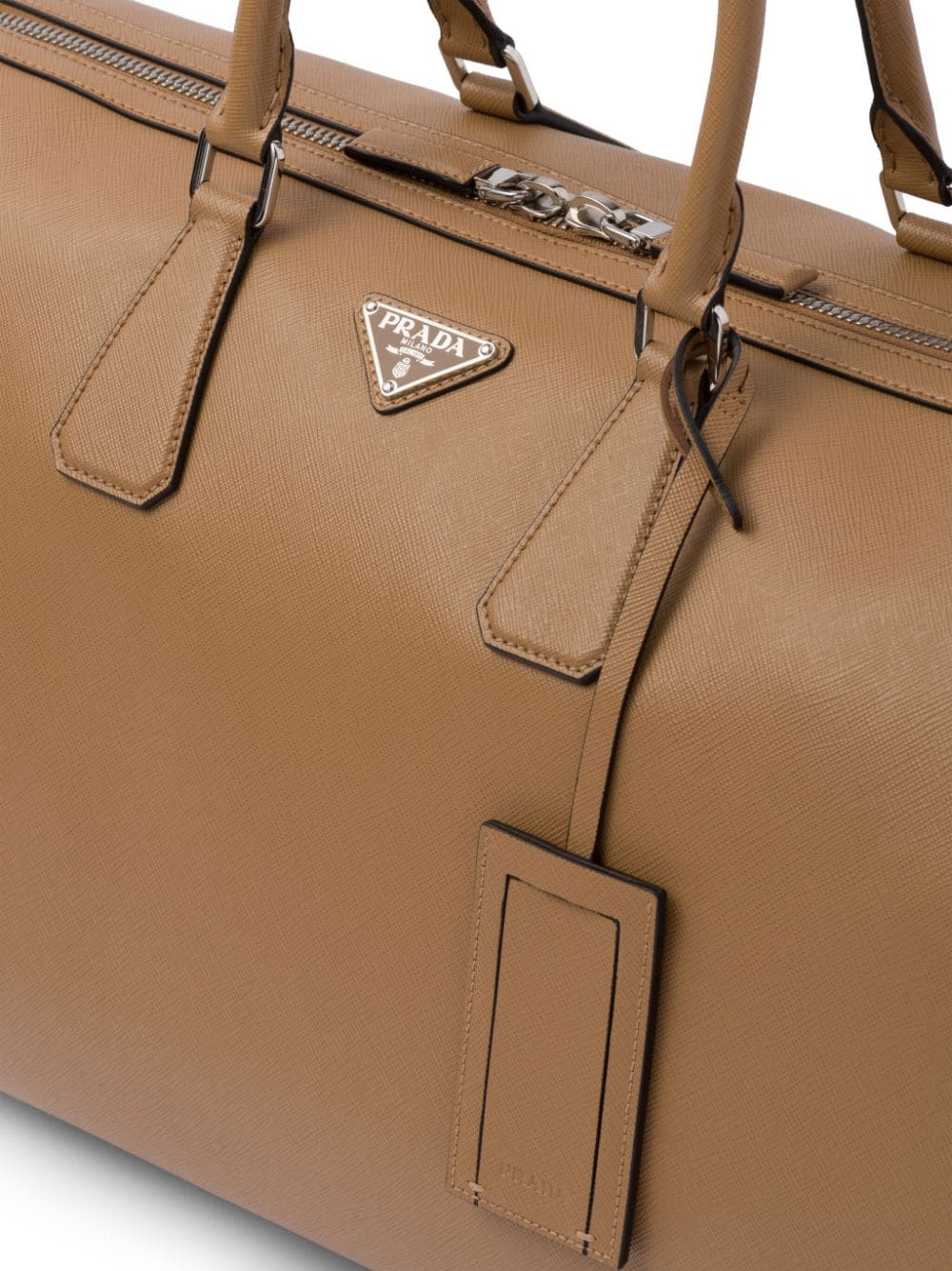Shop Prada Triangle-logo Leather Bag In Brown
