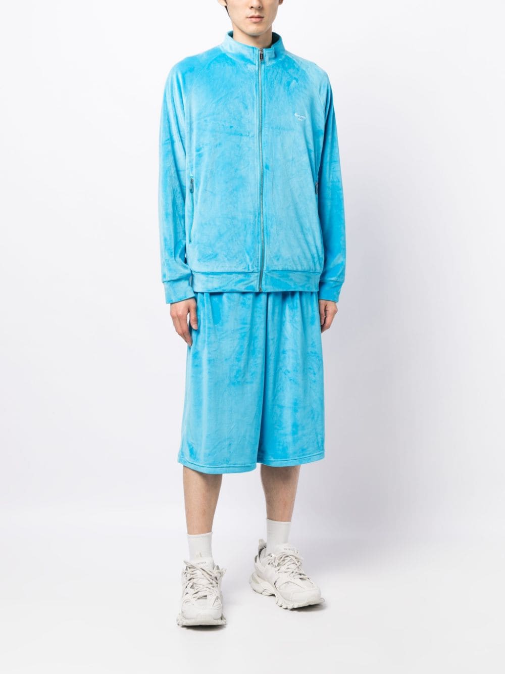 Shop Team Wang Design Brushed-effect Drawstring Bermuda Shorts In Blue