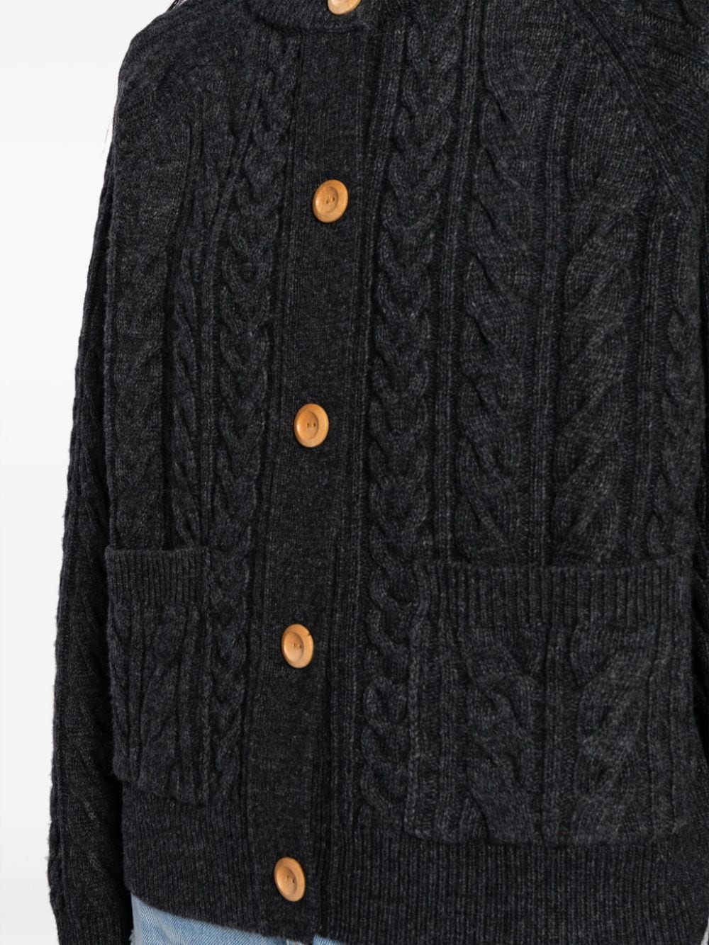 Shop Studio Tomboy Cable-knit Buttoned Cardigan In Black