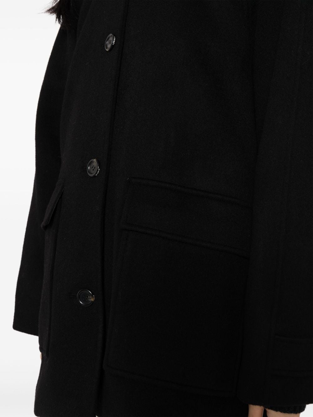 Shop Studio Tomboy Classic-collar Wool Coat In Black