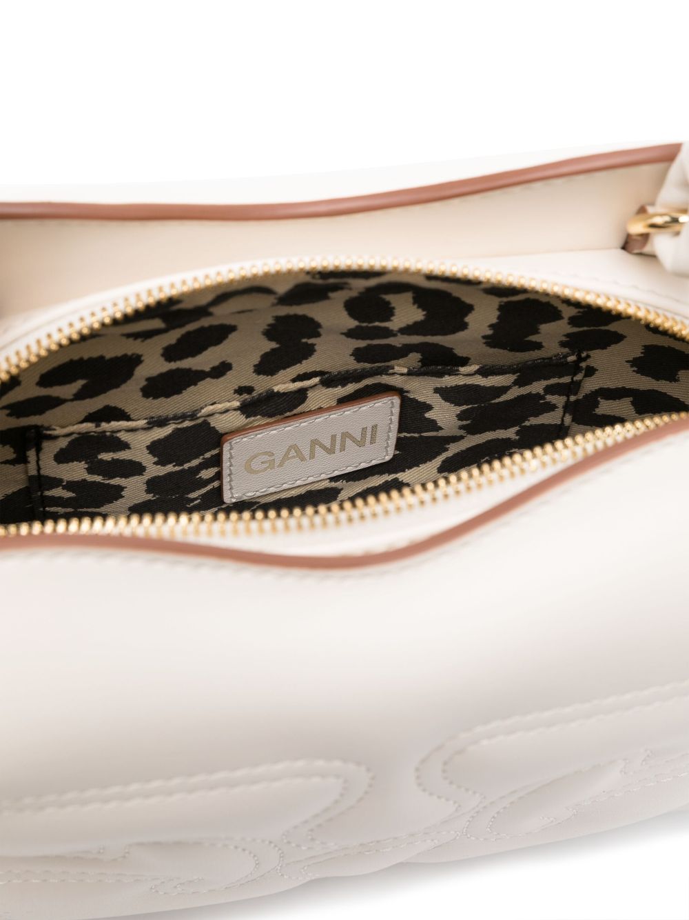 Shop Ganni Butterfly Debossed-logo Shoulder Bag In White