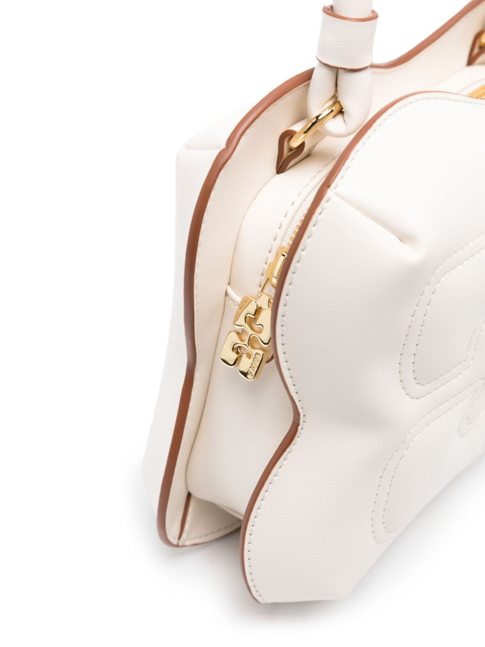 Shop Ganni Butterfly Debossed-logo Shoulder Bag In White