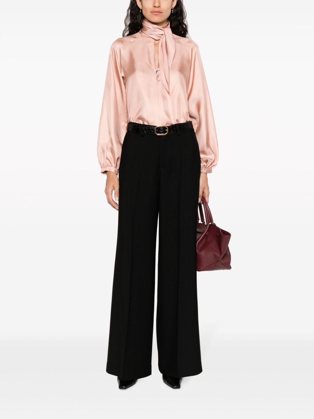 P.A.R.O.S.H. Lungo pressed-crease wide-leg trousers - Zwart