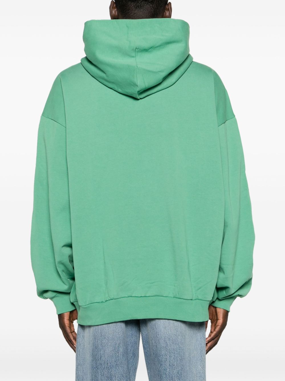 Shop Monochrome Logo-embossed Cotton Hoodie In Green