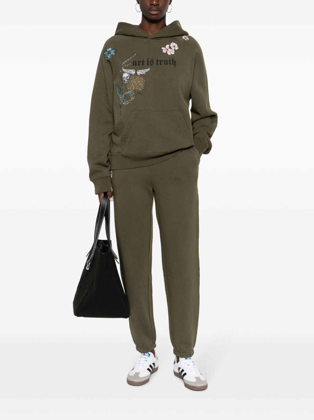 Zadig&Voltaire floral-embroidered jersey track pants - Groen