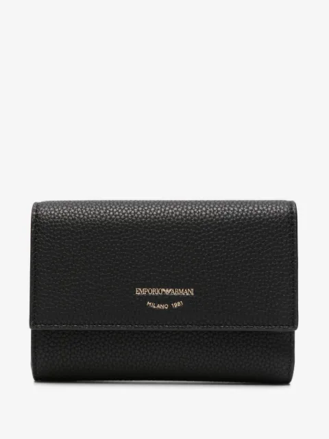 Emporio Armani portefeuille en cuir grainé à plaque logo