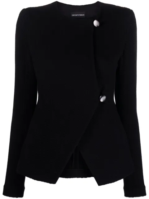 Emporio Armani asymmetric chevron-jacquard jacket