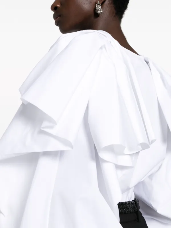 Alexander McQueen Ruffled Cotton Shirt | White | FARFETCH