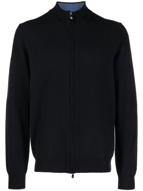 Corneliani funnel-neck virgin wool blend cardigan