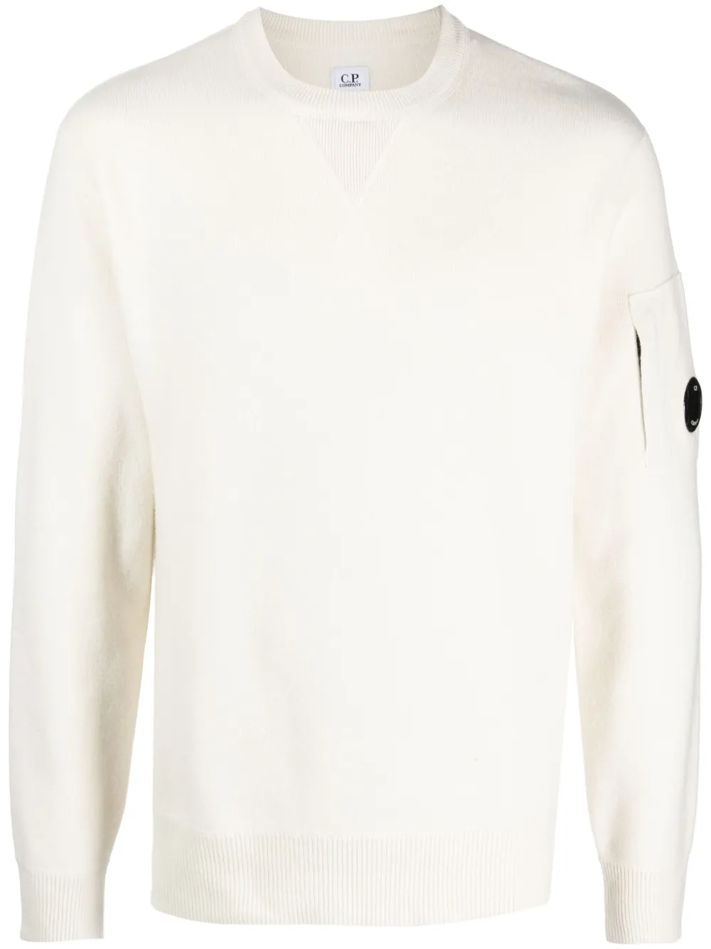 C.P. Company Lens-detail crew-neck jumper Wit