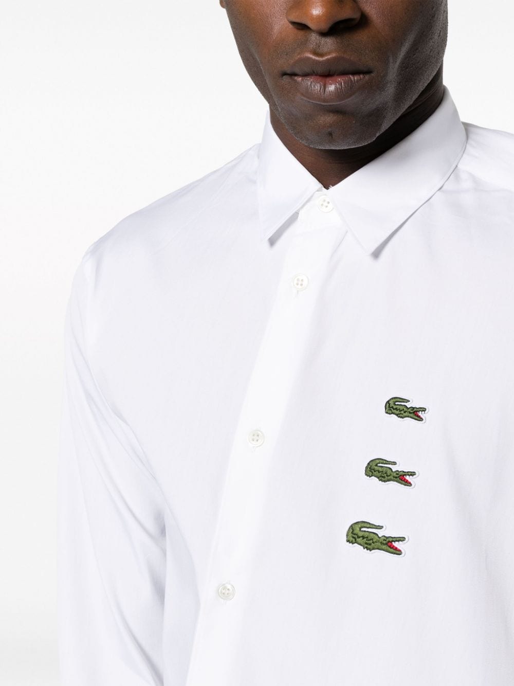 Shop Comme Des Garçons X Lacoste Asymmetric Cotton Shirt In White