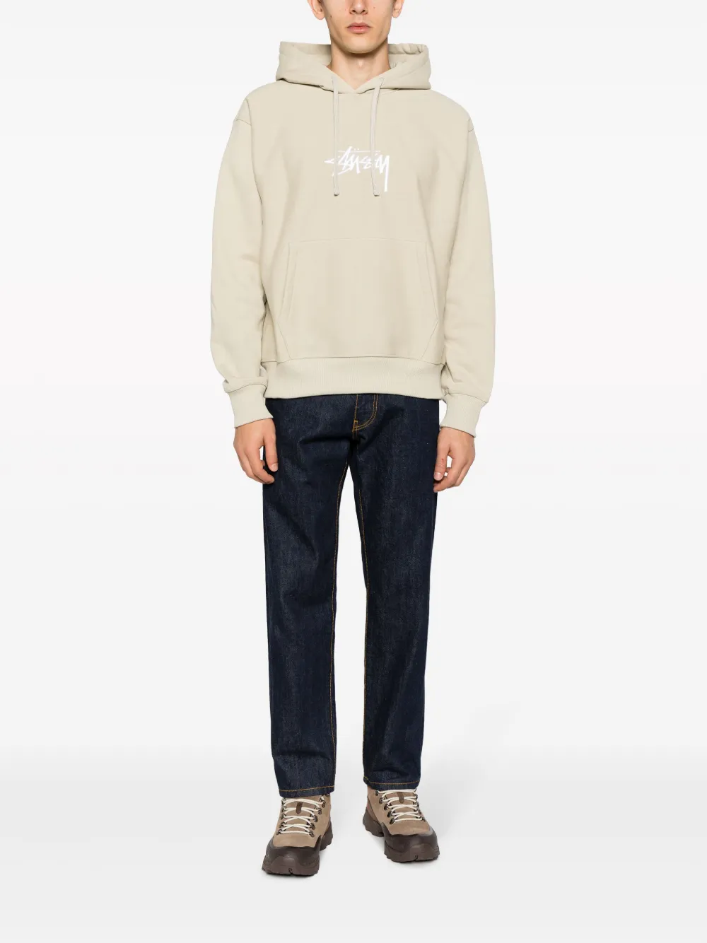 Stüssy Hoodie met geborduurd logo - Beige