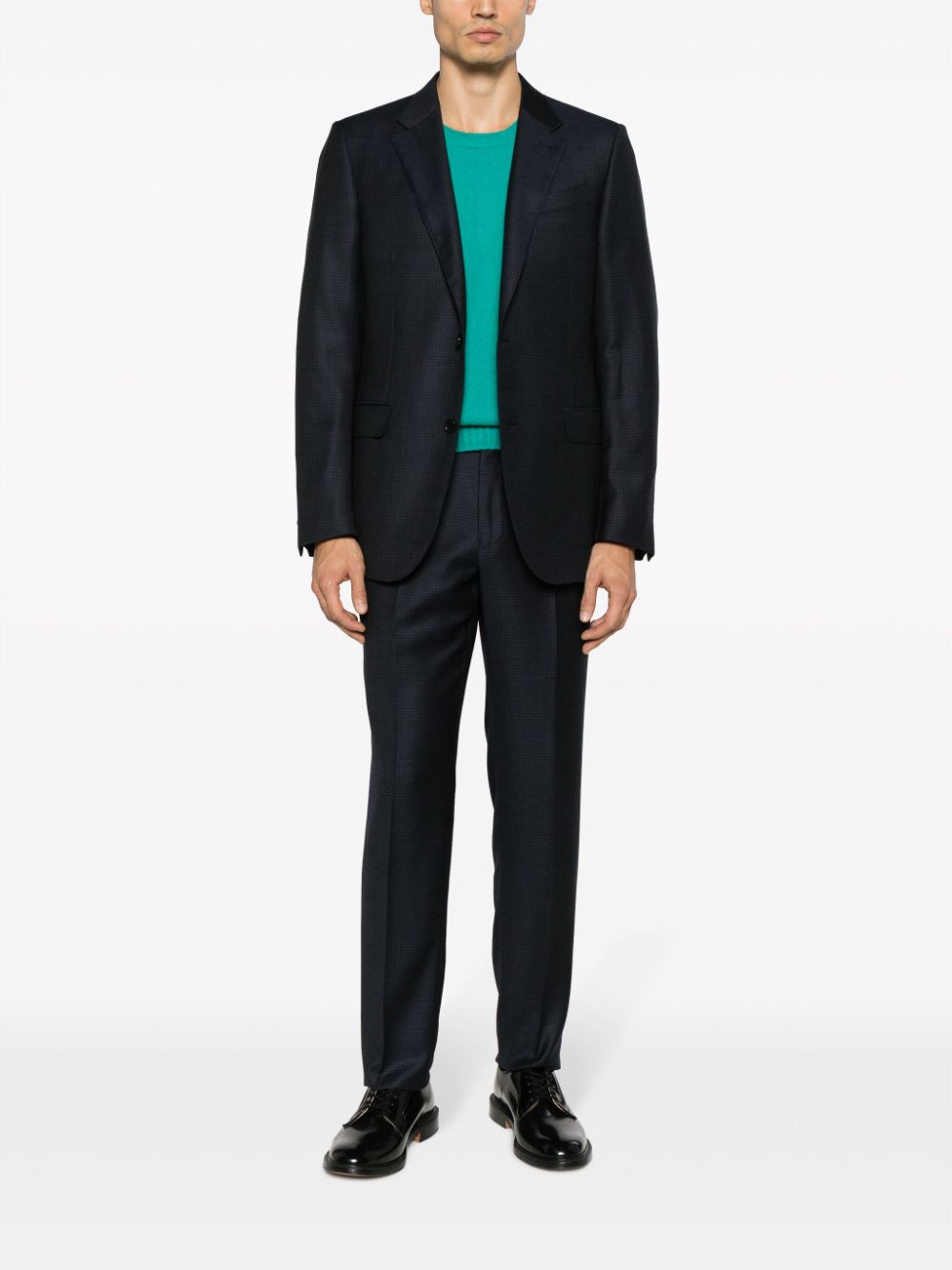 Zegna micro plaid-check single-breasted suit - Blauw