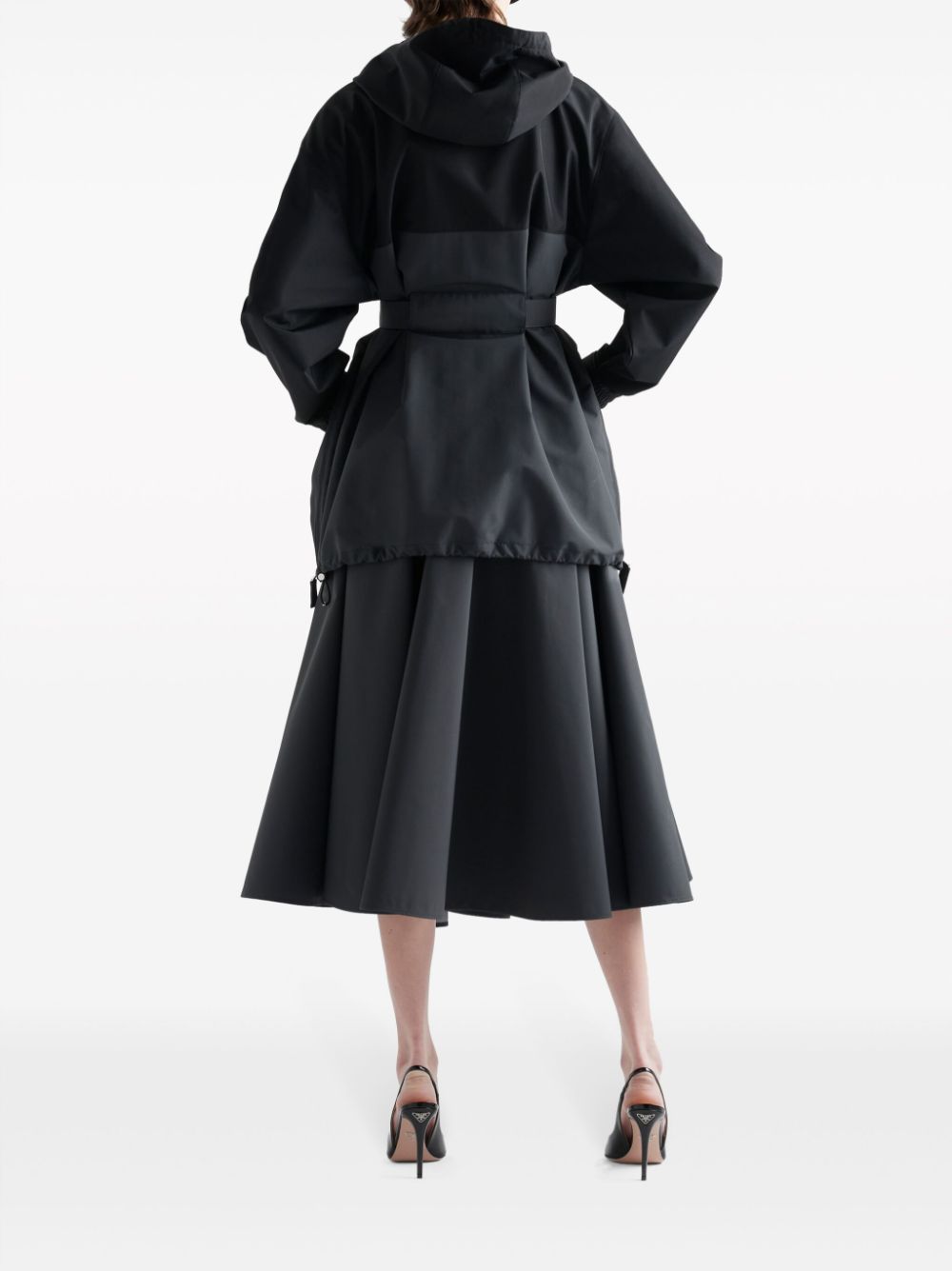 Shop Prada Logo-print Drawstring-hood Jacket In Black