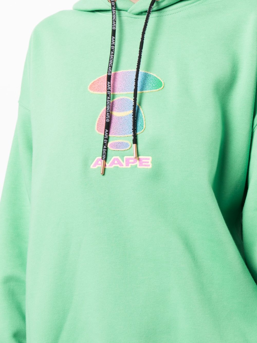 Shop Aape By A Bathing Ape Logo-print Drawstring Hoodie In Green