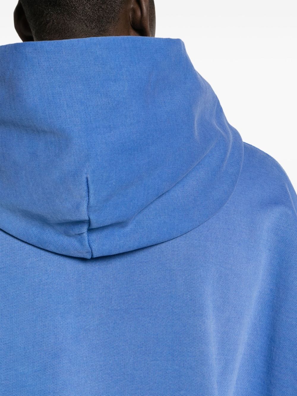 Shop Monochrome Logo-embossed Cotton Hoodie In Blue