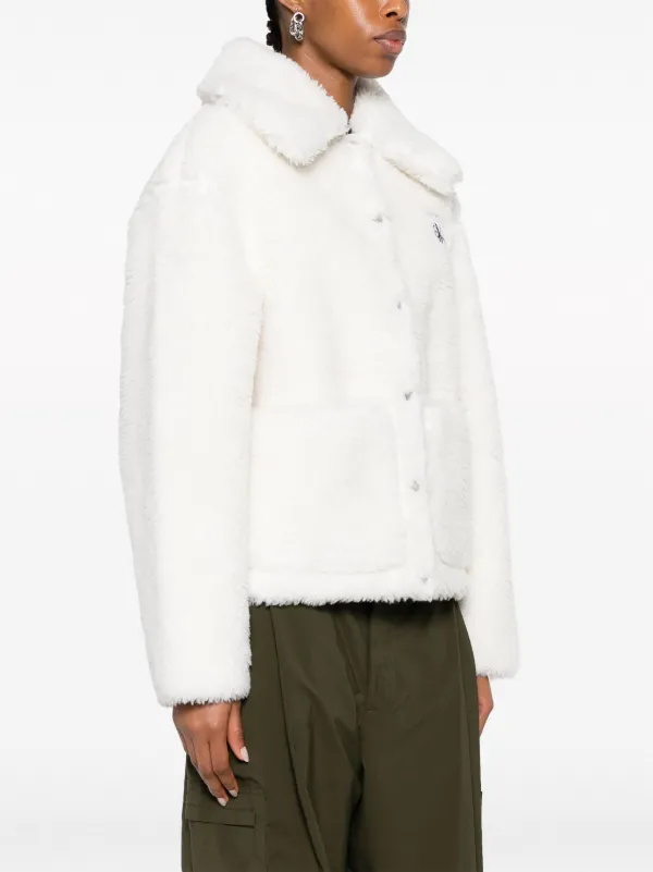 Calvin Klein logo patch Faux Shearling Jacket Farfetch