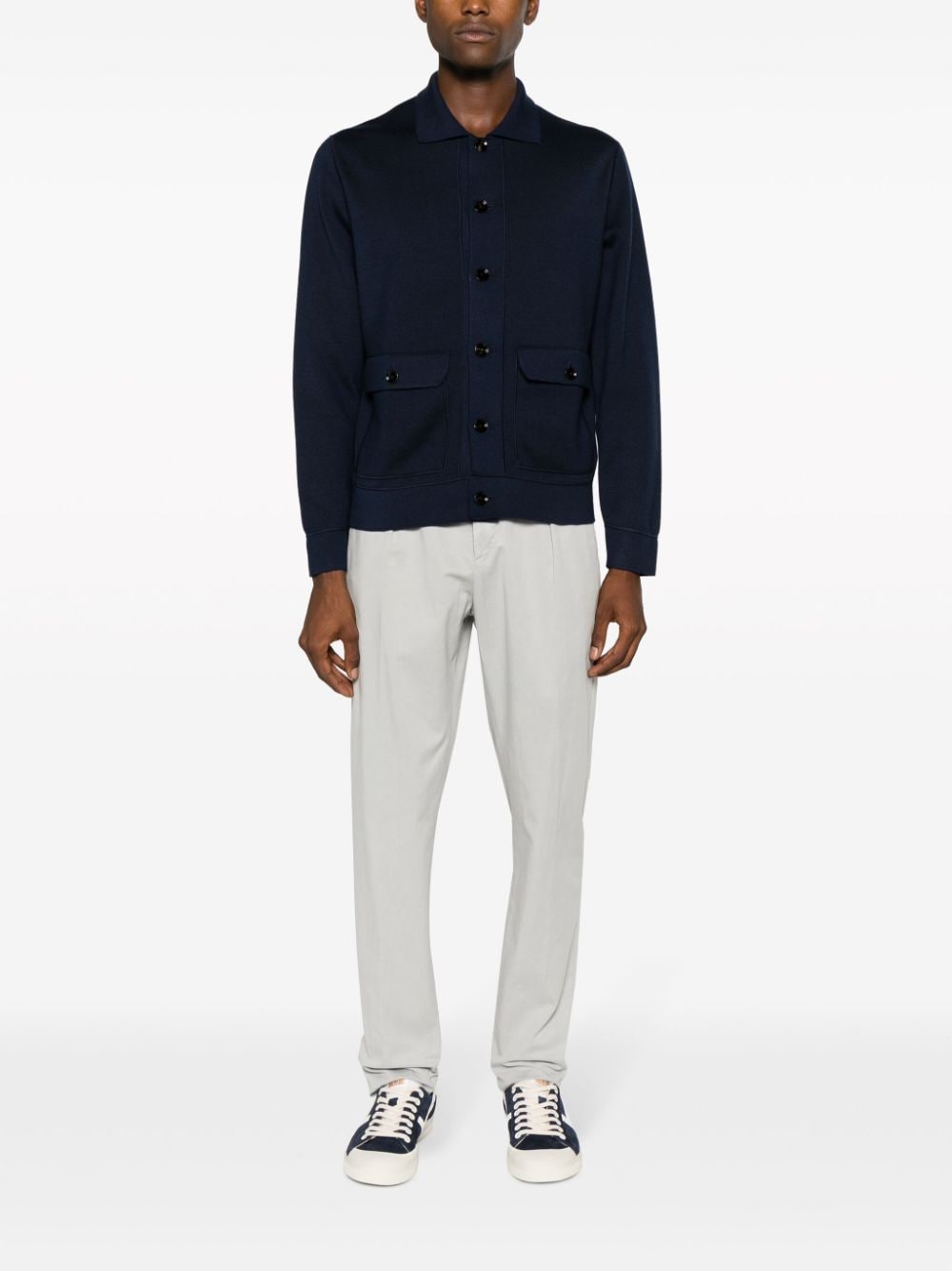 Shop Brioni Long-sleeve Knitted Shirt In Blue