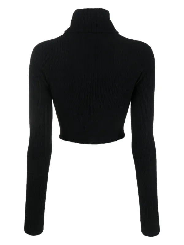 Polo neck crop hot sale top long sleeve