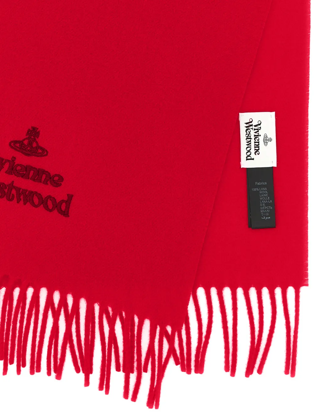 Vivienne Westwood Sjaal met Orb-borduurwerk en franje Rood
