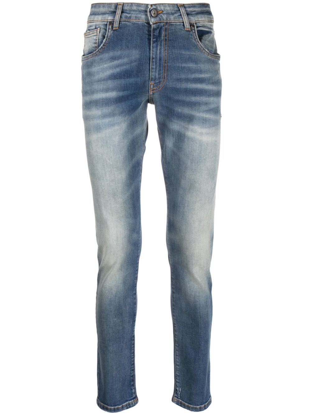 Salvatore Santoro logo-patch cotton slim-fit jeans - Blu
