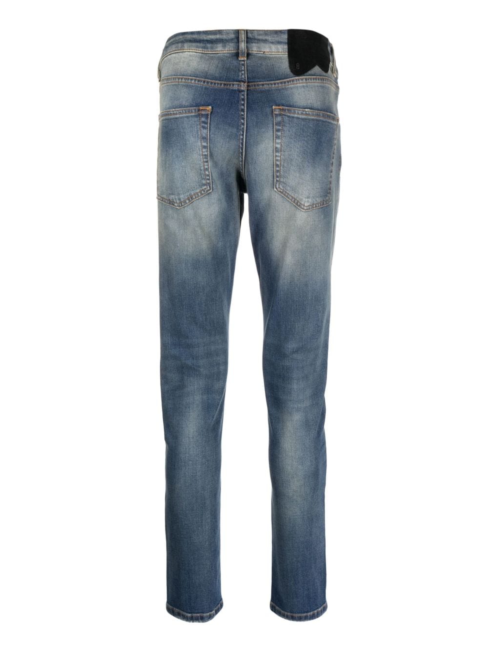 Salvatore Santoro logo-patch cotton slim-fit jeans - Blauw
