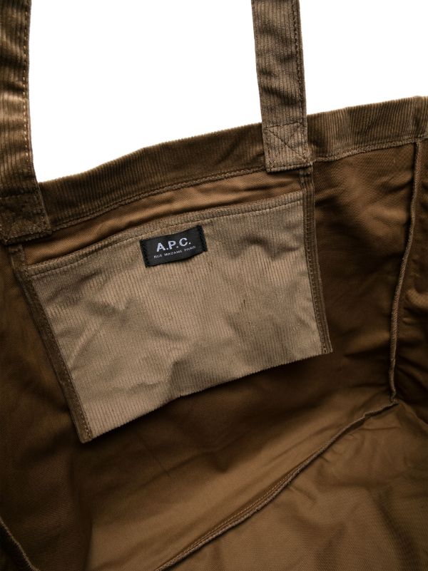 logo-embroidered corduroy tote bag, A.P.C.