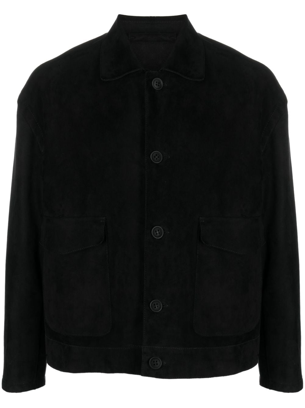 Salvatore Santoro Classic-collar Suede Shirt Jacket In Schwarz