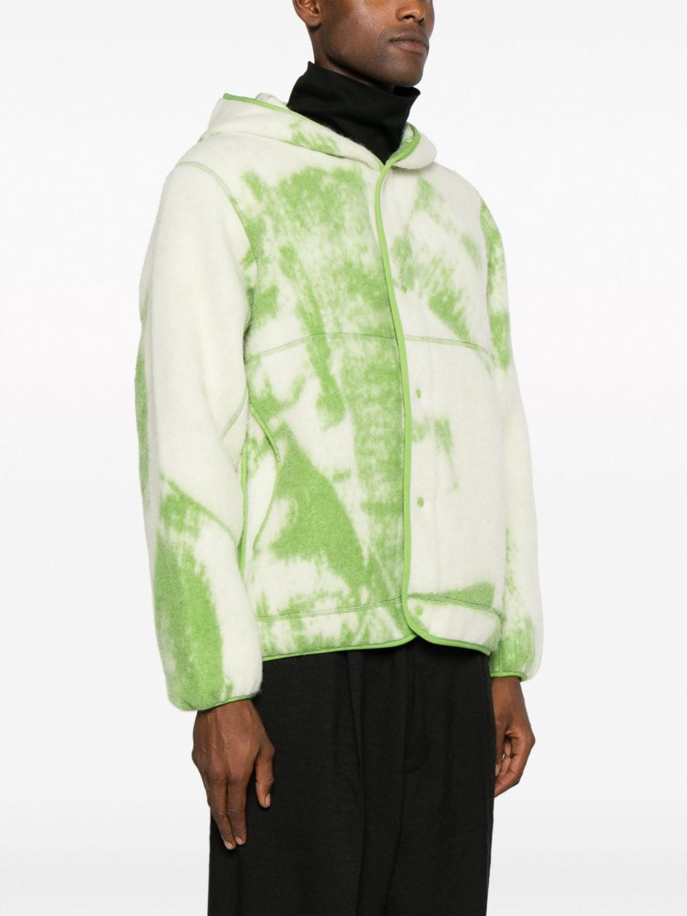 Shop Y-3 Fuzzy Fleece Hooded Jacket In Green