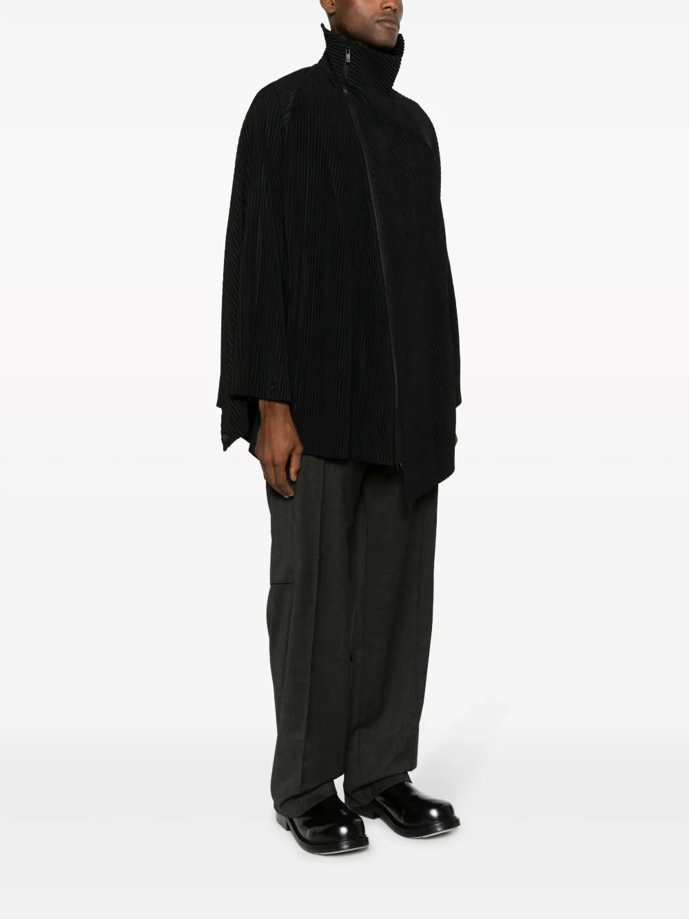 Shop Issey Miyake Three By Six Pleated Coat In Black