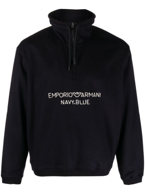 Emporio Armani logo-embroidered wool-cashmere blend sweatshirt Men