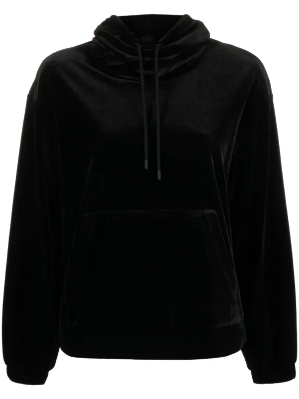 Emporio Armani Velvet Drawstring Sweatshirt Farfetch