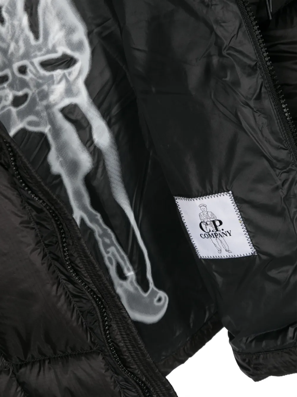 Shop C.p. Company Logo-patch Padded-design Jacket In Black