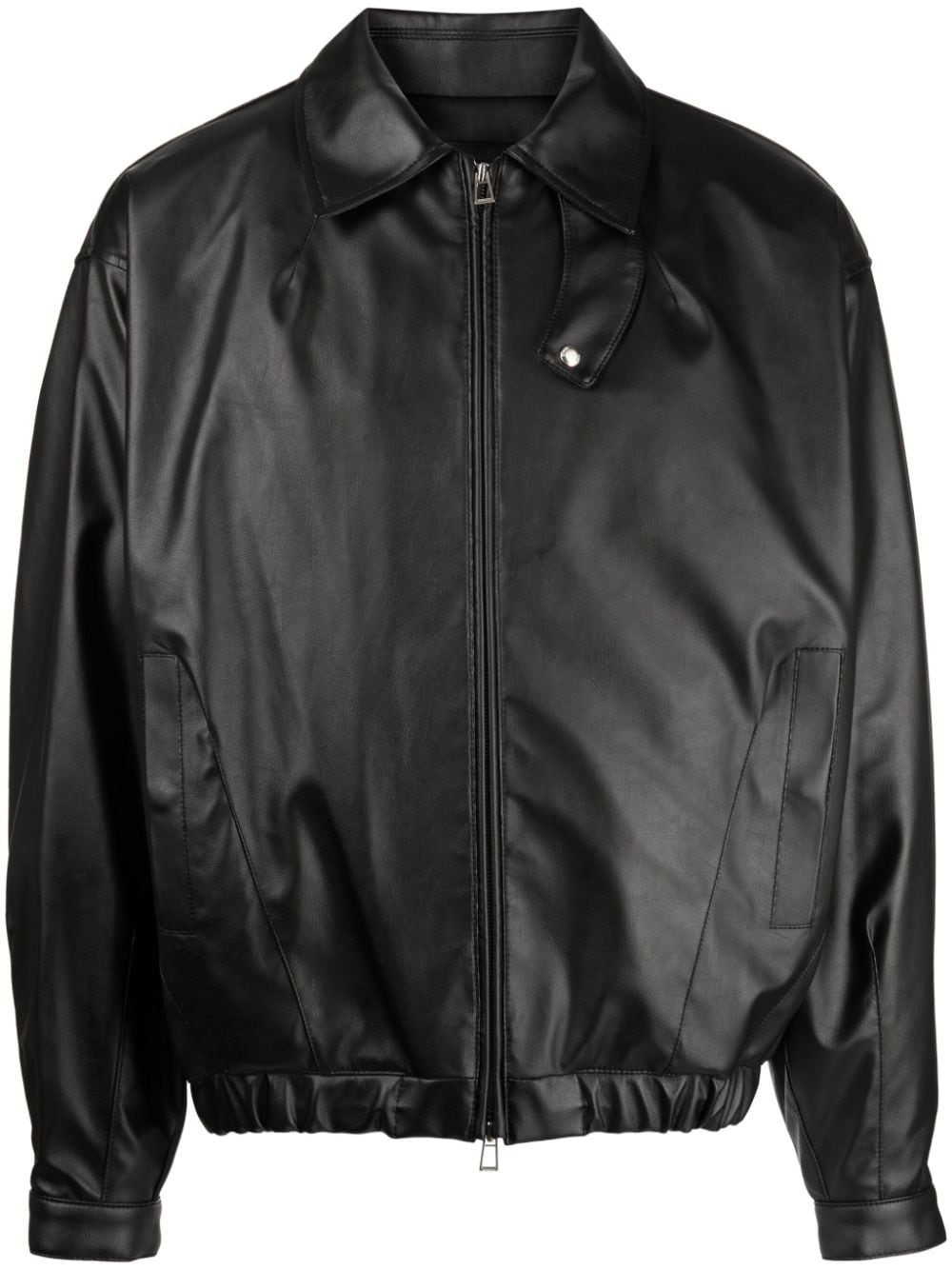 Songzio Logo-plaque Faux-leather Jacket In Black